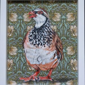 Original wildlife Kingfisher picture painting William Morris art Nouveau fabric